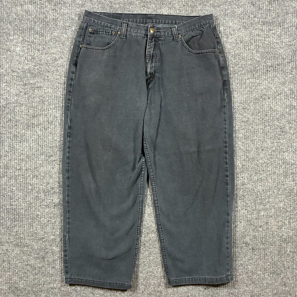 Eddie Domani Mens Jeans 38x30 Black Relaxed Fit Straight Leg Denim Classic